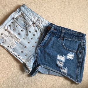 Two toned denim shorts